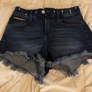 Fashion Nova Dark Blue Jeans with Rhinestone Details